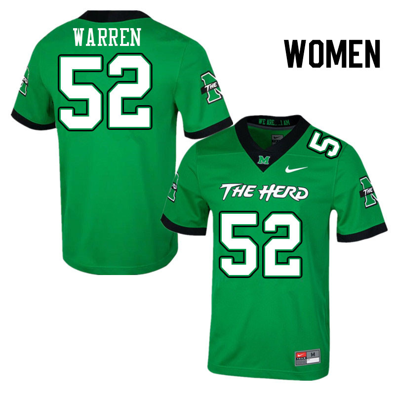 Women #52 Mikailin Warren Marshall Thundering Herd College Football Jerseys Stitched Sale-Green - Click Image to Close
